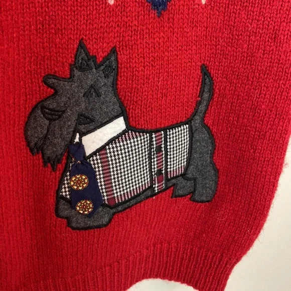 Vintage 1993 Susan Scottie Dog Shetland Wool Argyle Sweater Vest - Picture 3 of 10
